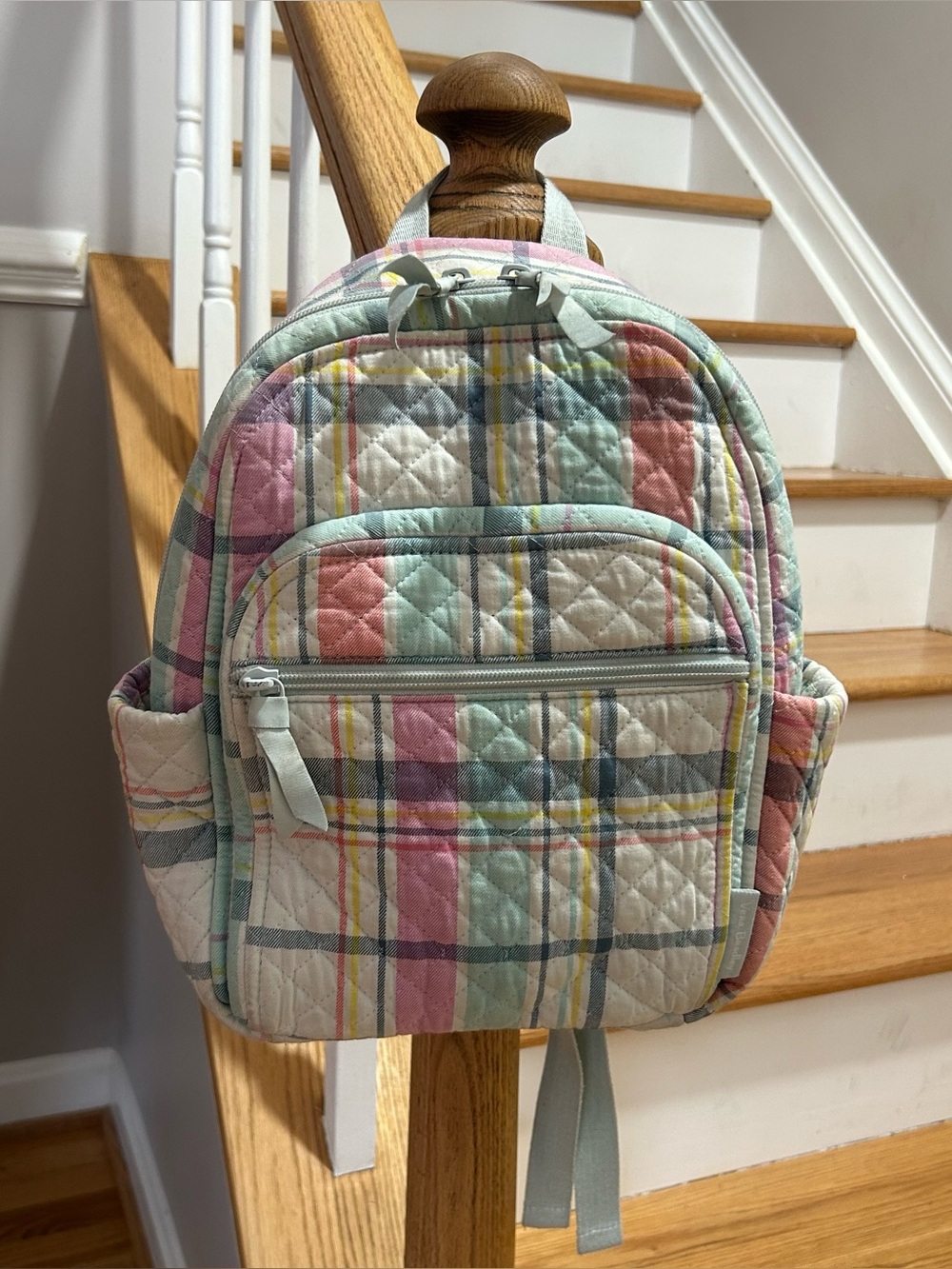 Vera Bradley Pastel Plaid Mini Small Backpack Floral Interior